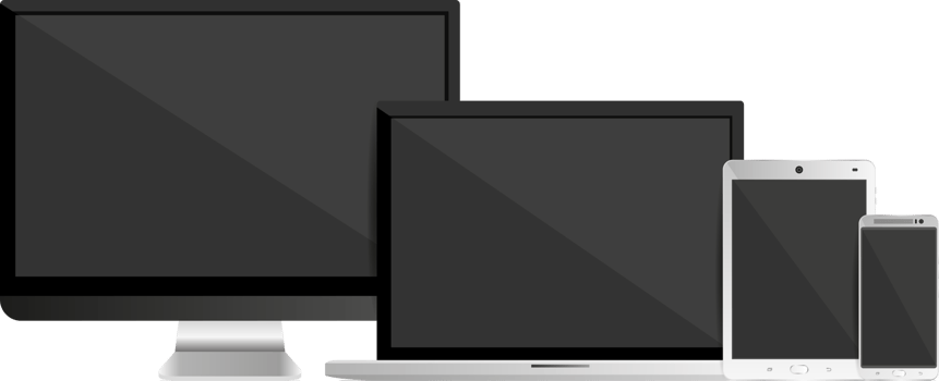 Set of Modern Digital devices in black and white png