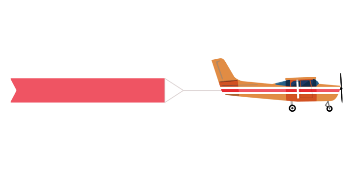 Flying advertising banner pulled by light plane png