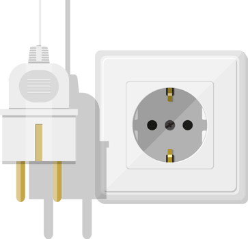 Electric white socket and plug png