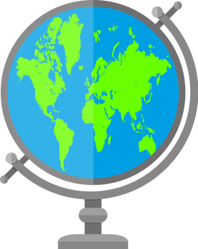 Globe with map of world png