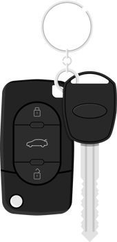 Car key with alarm and chain png