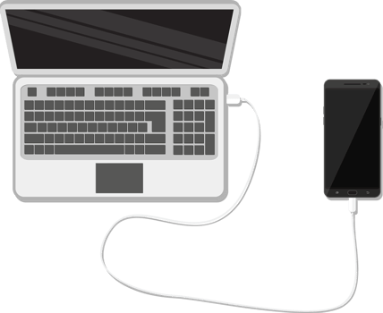 Mobile phone charging from laptop usb port png