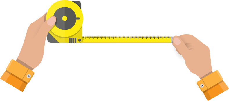 Mens hands hold measuring tape png