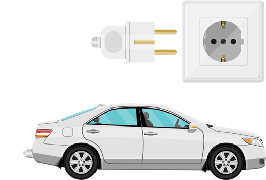 Electric Vehicle car with plug png
