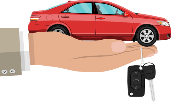 Hand with red car and keys png