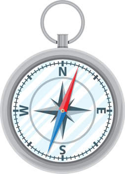Vintage silver metal compass png