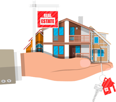 Suburban family house and for sale placard png