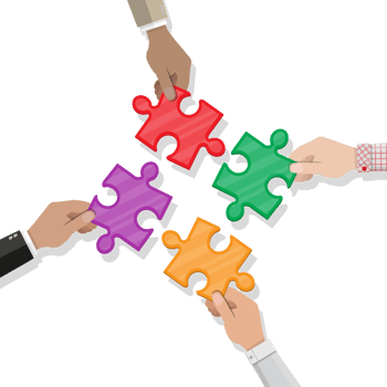 Colorful jigsaw puzzle in four pieces png