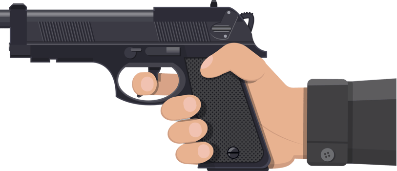 Pistol gun, automatic modern handgun png