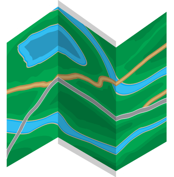 Folded paper city map icon png