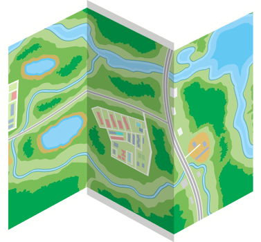 Folded paper city map icon png