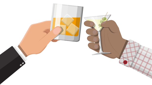 Hands group holding glasses with alcohol png