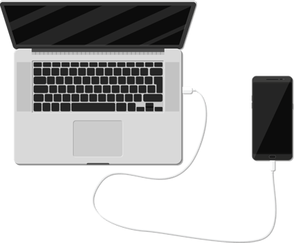 Mobile phone charging from laptop usb port png