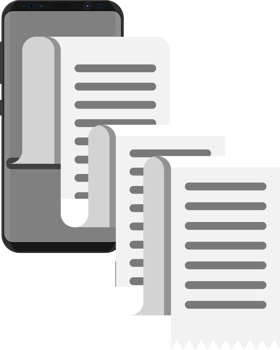 Smartphone and receipt or paycheck png