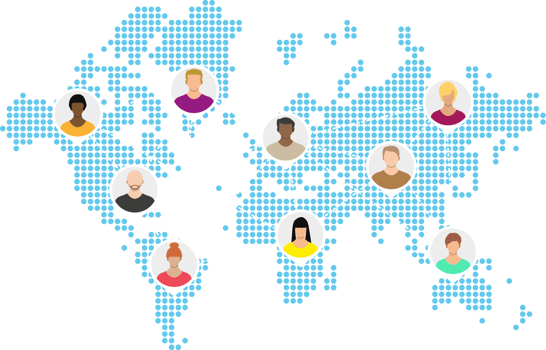 World map with people avatars, social netwroking png