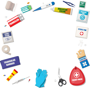 First aid kit with medical equipment png