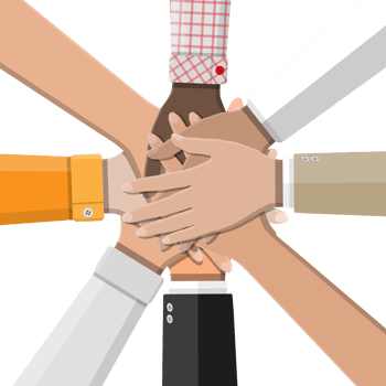 People showing unity with their hands together png