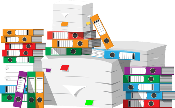 Pile of paper documents and file folders png