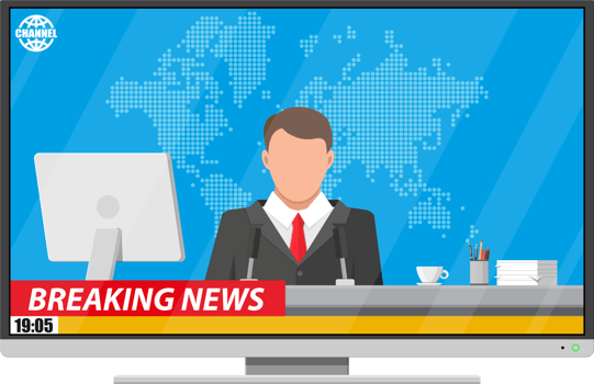 Modern flat screen tv with news png
