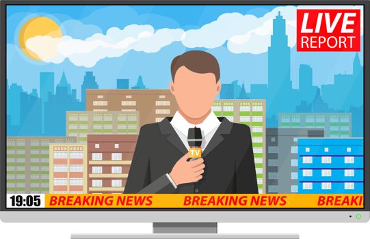 Modern flat screen tv with news png