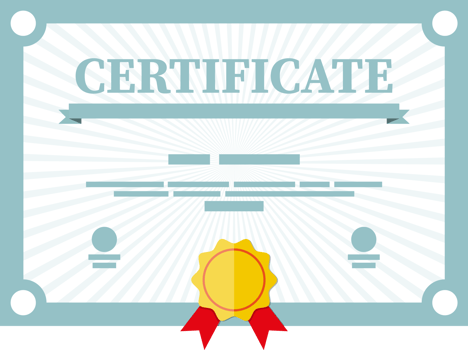 Paper certificate with stamp and ribbons png