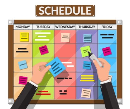Scrum task board full of tasks on sticky note cards png