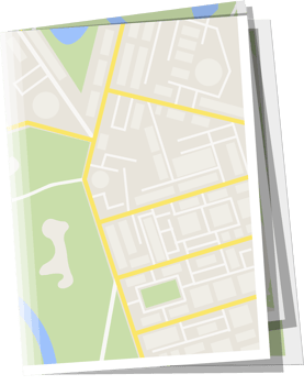 Folded paper city map png