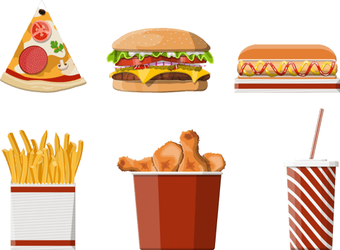 Fast food icons set png