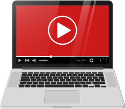 Modern notebook with video player on screen png