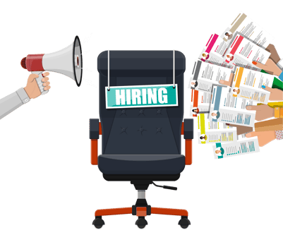 Office chair, sign vacancy, hand with resume png