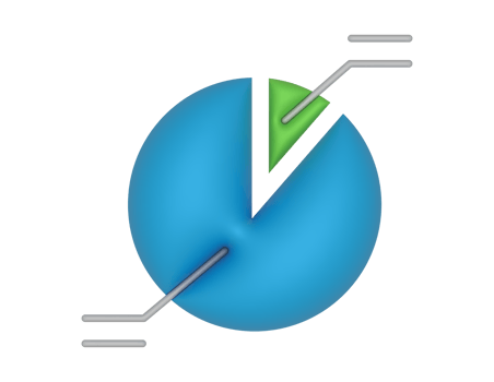 3d Pie Chart 15 Percent And Stats on a transparent background png