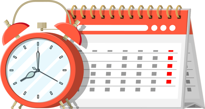 Paper spiral wall calendar and clocks png