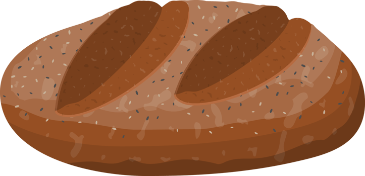 Loaf of wheat and rye toast bread png