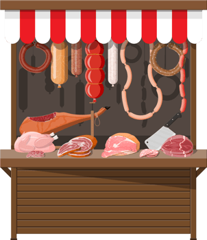 Meat street market. Meat store stall. png