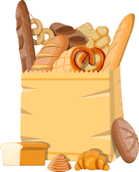 Bread and paper shopping bag. png