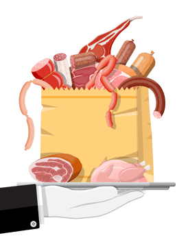 Collection of meat in tray. png