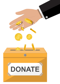 Donation box with golden coins. png