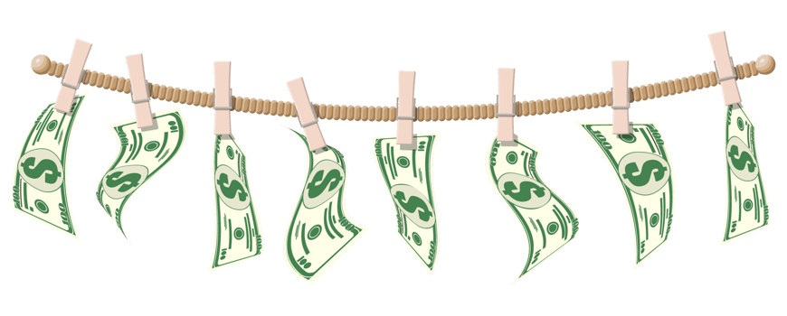 Wet dollar bills hanging on rope png