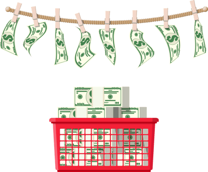 Wet dollar bills hanging on rope png