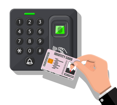 Password and fingerprint security device with hand png