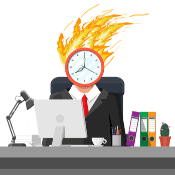 Stressed businessman on workplace tired to work png