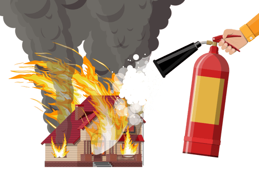 House burns. Extinguish fire in home png
