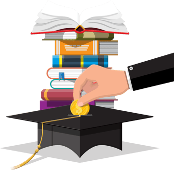 Graduation cap, book and gold coin png