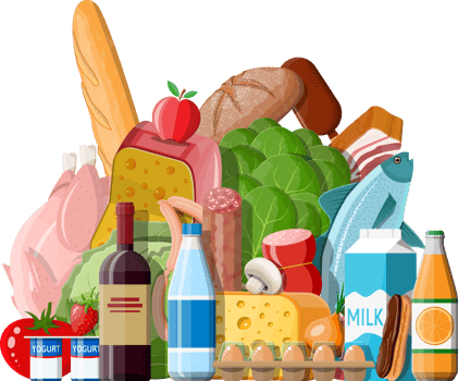Fresh organic food and drinks. png