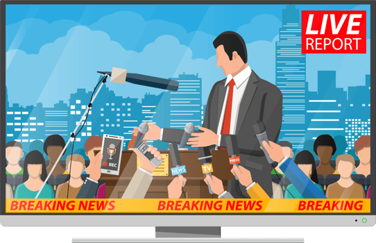 Press conference concept, news, media, journalism. png