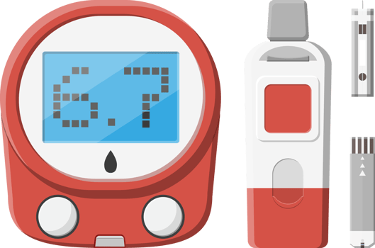 Testing blood glucose concept. Glucometer png