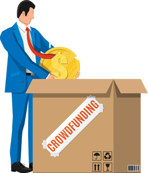 Businessman, cardboard box and money. png