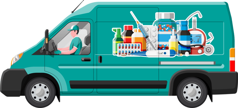 Van for delivery pharmaceutical drugs. png