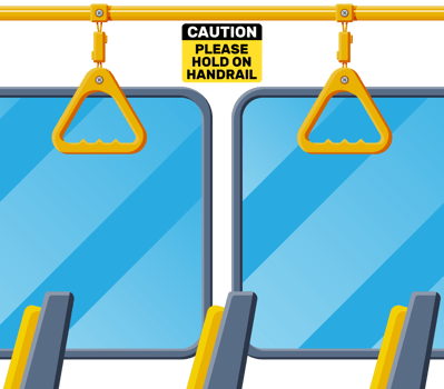 Interior of bus salon. Public city transport. png
