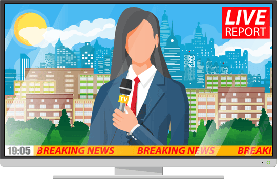 Woman news announcer in the studio png